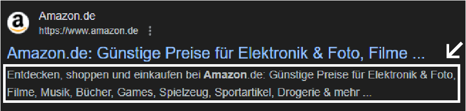 Google Suche Ergebnis Beschreibung